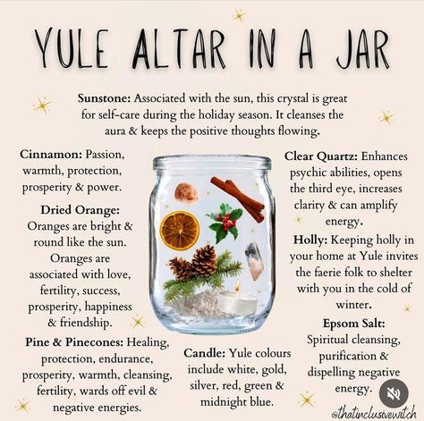 Yule Herbs And Spices, Altar In A Jar, Winter Solstice Aesthetic, Wicca Holidays, Yule Altar, Winter Solstice Traditions, No Ok, Yule Traditions, Yule Crafts