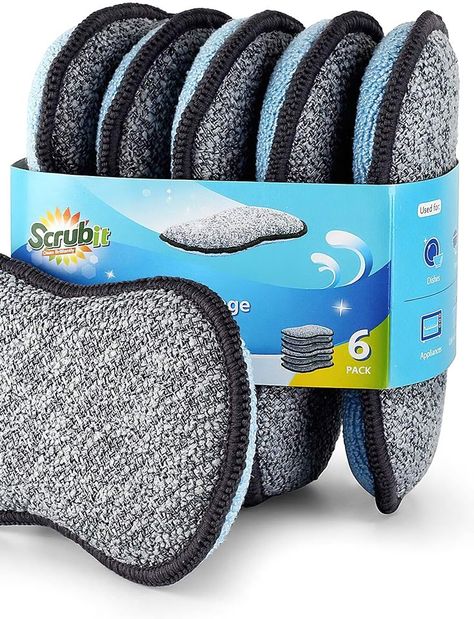 Multi Purpose Scrub Sponges Kitchen Scrub Dish Sponge, Scrub Sponge, Kitchen Supplies, Pots And Pans, 6 Packs, Cleaning Tools, 6 Pack, Scrubs, Heavy Duty