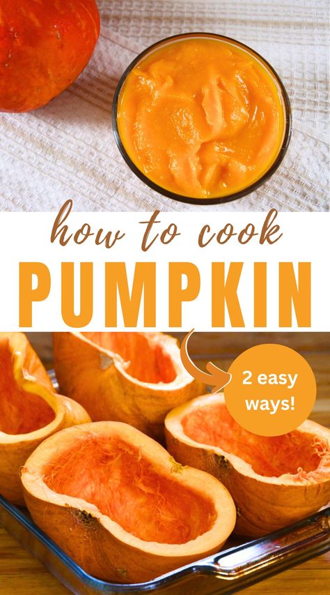 How to Cook a Whole Pumpkin in the Oven • a traditional life How To Cook Pumpkin On The Stove, How Long To Bake Pumpkin For Puree, Cooking Fresh Pumpkin, Cook Fresh Pumpkin, How To Cook Fresh Pumpkin, How To Bake Small Pumpkin, Cooking Pumpkins For Pie, Baking Pumpkin Recipes, Baking Fresh Pumpkin