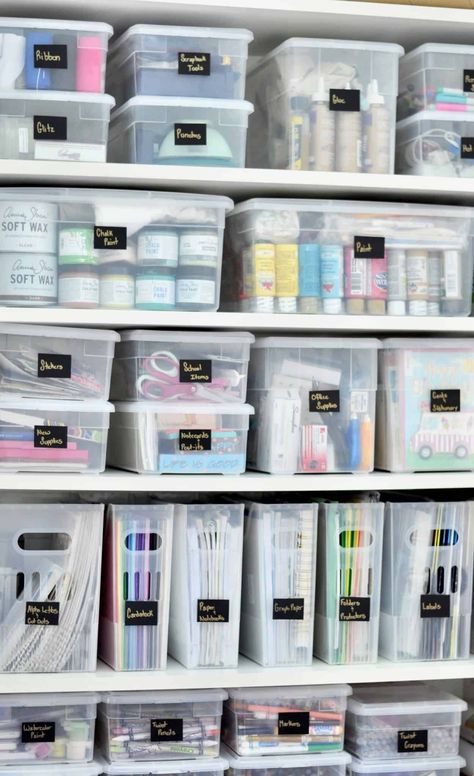 Organized Craft Closet - Intentional Edit - Organizing and All Things Home Organized Craft Closet, Organiser Son Dressing, Craft Closet Organization, Ikea Skadis, Small House Organization, Master Closet Organization, Craft Closet, Craft Cabinet, Organize Craft Supplies