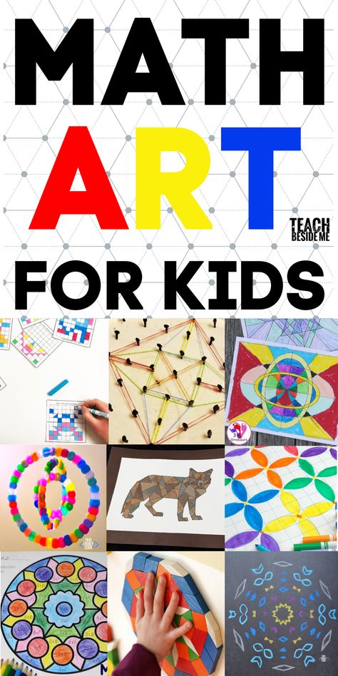 Math art projects for kids -integrating math and art #math #mathart #geometry #art Math Art Projects For Kids, Math Art Projects, Drawing Games For Kids, Math Drawing, Steam Art, Art Math, Art Projects For Kids, Arts Integration, Symmetry Art