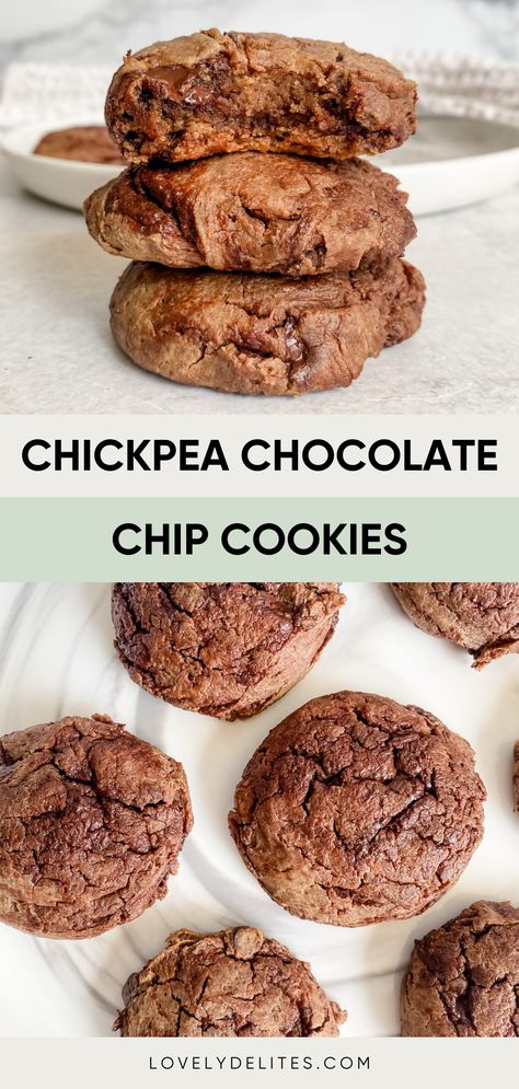 Flax Seed Chocolate Chip Cookies, Baking With Beans, Chickpea Dessert, Pea Cookies, Chickpea Chocolate Chip Cookies, Chickpea Chocolate, Flourless Chocolate Chip Cookies, Chickpea Cookie Dough, Chickpea Cookies