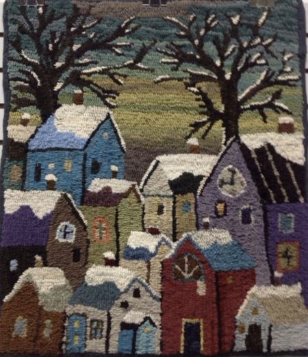 Beautiful sky. Punch Pano, Wool Hooking, Rug Hooking Patterns Primitive, Hooking Rugs, Karla Gerard, Hooked Rugs Primitive, Rug Hooking Designs, Winter Rug, Primitive Rugs