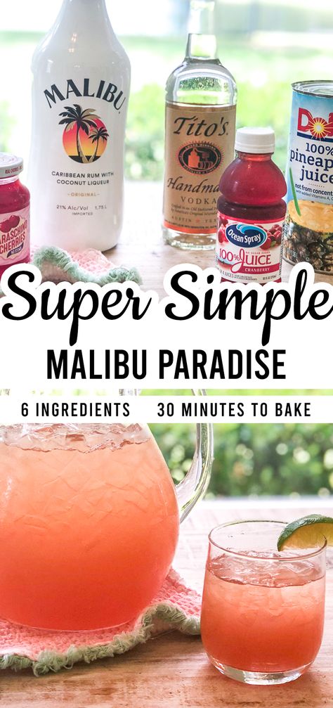 Easy Fruity Drinks, Malibu Rum Drinks, Easy Boat, Fruity Alcohol Drinks, Pitcher Drinks, Pool Drinks, Boat Food Ideas, Fun Drinks Alcohol, Alcholic Drinks