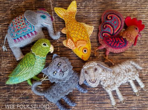 Sally Mavor, Folk Studio, Wee Folk Studio, Salley Mavor, Coin Couture, Wee Folk, Quilt Modernen, Felt Embroidery, Felted Animals