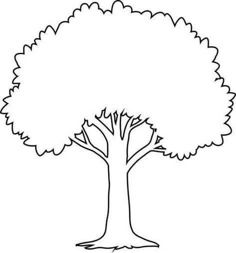 Outline Tree Drawing, Leafless Tree Drawing, Tree Outline Drawing, Simple Tree Drawing, Tree Drawing For Kids, Tree Black And White, Tree Drawing Simple, Preschool Creative Art, Hand Outline