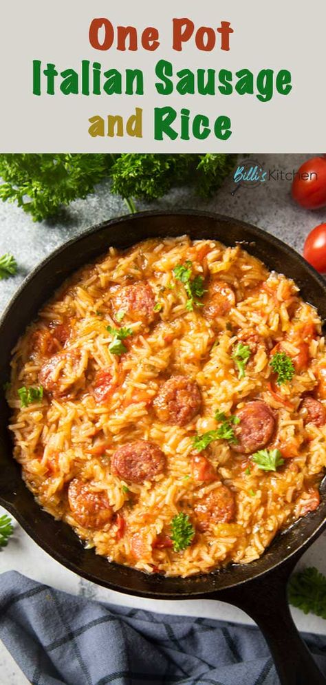 Here's a delicious one-pot dish that's perfect for your weeknight dinner. Italian Sausage and Rice is packed with flavor in every spoonful --- you'll surely ask for seconds! Dinner Italian Sausage, Sweet Sausage Recipes, Italian Sausage And Rice, Mild Italian Sausage Recipes, Spicy Italian Sausage Recipe, Recipes Using Italian Sausage, Hot Italian Sausage Recipes, Ground Italian Sausage Recipes, Hot Sausage Recipes