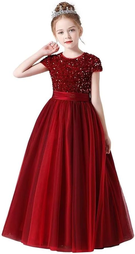 Amazon.com: Pageant Ball Gown for Girls Burgundy Flower Girl Dresses Jr Bridesmaid Dress Puffy Tulle Birthday Party Gowns Burgundy 12: Clothing, Shoes & Jewelry Christmas Gowns For Kids, Birthday Party Dress For Girls Kids, Girl Gown Design, Gowns Dresses For Kids, Long Gown Dress For Kids, Child Dress Design, Gown For Kids Girl, Girls Gown Design Kids, Girls Gown Design