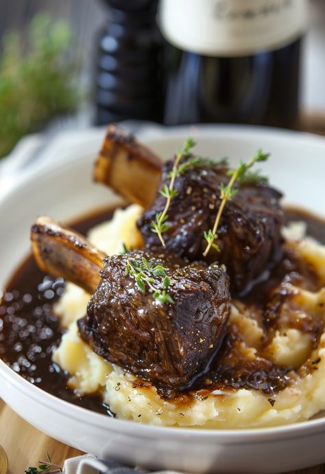 Learn How to Cook Braised Short Ribs Recipe For Free | Recipes You'll Love, Made Easy! Guinness Short Ribs, Fine Dining Recipes Main Courses, Short Ribs Recipe Oven, Korean Braised Short Ribs, Easy Oven Recipes, Braised Short Ribs Recipe, Ribs Recipes, Five Course Meal, Gourmet Dinner Recipes