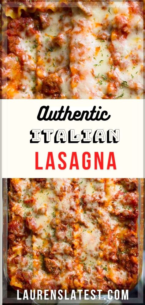 This is hands down The Best Lasagna Recipe Ever! Easy, cheesy, meaty and so so delicious! It’s the quintessential recipe for feeding a large family or bringing to a potluck. Layer up the hearty meat sauce, different cheeses, and lasagna pasta and then bake until hot and bubbly. Best Lasagna Recipe Ever, Authentic Lasagna Recipe, Authentic Italian Lasagna, Beef Lasagna Recipe, Homemade Lasagna Recipes, The Best Lasagna, Lasagna Recipe With Ricotta, Italian Lasagna, Best Lasagna