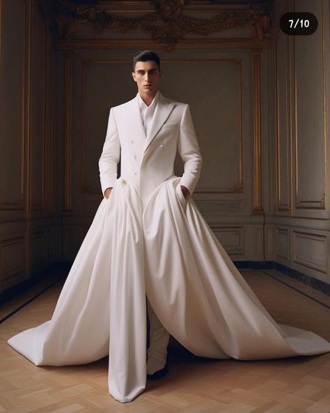 Mode Queer, Gender Fluid Fashion, Mens Wedding Attire, High Fashion Men, Wedding Dress Men, White Tuxedo, Men Stylish Dress, Fashion Suits For Men, Mode Inspo