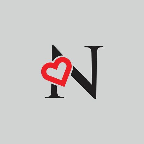 Logo Heart Letter N. Beautiful vector love logo design. N love outline creative letter design N Name Logo, N Name, N Heart, Love Logo Design, Letter N Logo, Sewing Logo Design, N Wallpaper, N Logo Design, N Letter