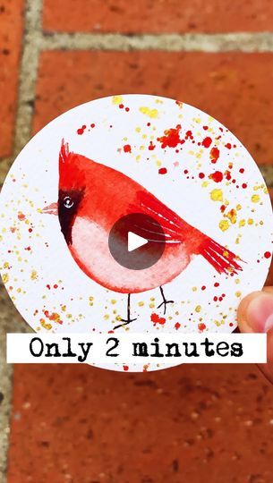 61K views · 776 reactions | Have you ever seen a cardinal?  It’s such a treat to see them in real life.  Easy cardinal in 2 minutes using watercolor☺️

🖌️full length video with directions for subscribers🖌️

Did you know female cardinals are not red?  Male cardinals are brilliant red all over, with a reddish bill and black face immediately around the bill. Females are pale brown overall with warm reddish tinges in the wings, tail, and crest. They have the same black face and red-orange bill.

Materials used:
size 0 detail brush @goldenmapleart 
Size 4 round brush @princetonbrush 
Watercolor paint @grabieofficial 
Gold starry set @kuretakejapan 
White gouache @artezaofficial 
Watercolor paper 100 percent cotton cut into circle by me @meeden.art 

Isaiah 40:31
But they who wait for the Lord Female Cardinals, Wait For The Lord, White Gouache, Isaiah 40 31, Round Brush, Water Colors, Watercolor Bird, Watercolor Paint, Rock Crafts