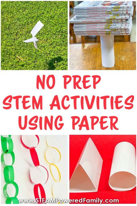 Easy no prep STEM activities for the classroom using paper Grade 2 Stem Activities, Stem Activities For High School Students, New Year Stem Activity, Quick Stem Challenges Middle School, 4th Grade Stem Projects, Stem Engineering Projects For Kids, Stem Activities Middle School Challenges, Stem Projects For 1st Grade, Easy Preschool Stem Activities