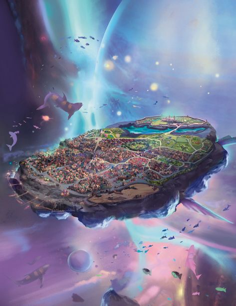 Fantasy Space City, Pocket Dimension Concept Art, Dnd Spelljammer, Radiant Citadel, Spelljammer Ships, Dnd Artwork, Astral Sea, Cosmic Aesthetic, Asteroid City