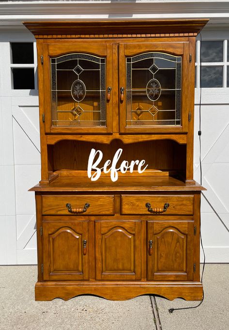 Redo A China Cabinet, White Painted Dining Chairs, Dining Room Cabinet Makeover, Hutch To Kitchen Cabinets, How To Paint A China Cabinet, China Cabinet Into Kitchen Cabinets, Dining Room Hutches, Redo China Cabinet Hutch Makeover, China Cabinets Makeover