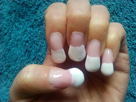 Nail Fails, Weird Nails, Ugly Nails, Nails After Acrylics, French Tip Gel Nails, Short Coffin Nails Designs, Bad Nails, Natural Nails Manicure, Gel Nails French