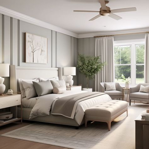 Classic Modern Room Bedroom, Room Decor Ideas Neutral Colors Bedroom, Timeless Modern Bedroom, Classic Modern Bedroom Interior Design, Masterbedroom Neutral Luxury, Classic Interior Design Bedroom, Classic Bedroom Design Luxury, American Classic Bedroom, Classic Contemporary Bedroom