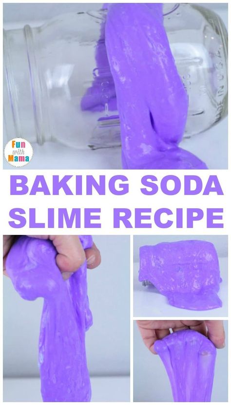 How to Make Baking Soda Slime at Home. Here is another super easy and safe slime recipe the kids can make. Kids of all ages love making this stuff #slime #DIY #howtomakeslime #bakingsodaslime #crafts #sensory Slime With Baking Soda And Glue, Slime Recipe With Glue And Baking Soda, Things To Do With Baking Soda, Things To Make With Baking Soda, Baking Soda Slime Recipe, Safe Slime Recipe, Baking Soda Slime, Baking Soda Experiments, Slime At Home