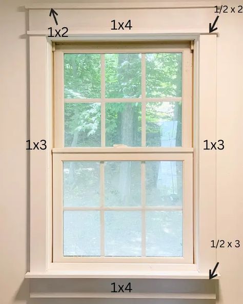 Modern Craftsman Trim Interior, Farmhouse Door And Window Trim, Traditional Window Trim, Update Window Trim, Modern Farmhouse Window Trim, Inside Window Trim, Window Trim Ideas Interior Modern, Trim On Windows, Diy Farmhouse Trim