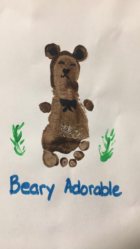 Hibernation Crafts, B Is For Bear, Bears Preschool, Infant Crafts, Bear Footprint, Baby Art Crafts, Teddy Bear Crafts, Baby Footprint Art, Footprint Craft