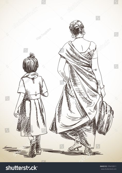 Sketch of walking mother and daughter from school, Hand drawn illustration #Ad , #affiliate, #mother#daughter#Sketch#walking Human Sketch, Pencil Drawing Images, Pen Art Work, Human Figure Sketches, Pen Art Drawings, Sketches Of People, Human Figure Drawing, Art Drawings Sketches Pencil, Drawing Simple