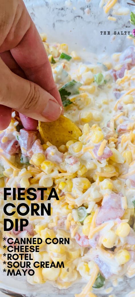 Mexican Corn Dip With Rotel, Things To Make For A Party, Mexi Corn Dip With Cream Cheese, Sweet Corn Dip With Cream Cheese, Fiesta Corn Dip With Rotel, Mexicorn Dip Recipe With Rotel, Rotel Corn Dip Cream Cheese, Fresh Corn Dip Recipe, Snacks For Party Dips