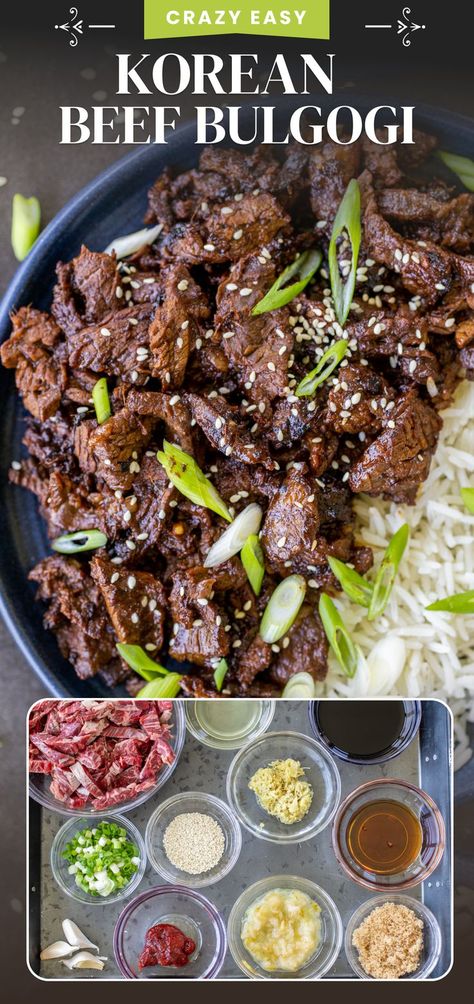 Korean Beef Recipe Bulgogi, Korean Bbq Steak Bowls, Beef Bogolgie, Maangchi Bulgogi, How To Make Bulgogi Beef, Beef Bulgogi Rice Bowl, Bulgogi Beef Marinade, Spicy Korean Beef Bowl, Korean Sauce For Beef