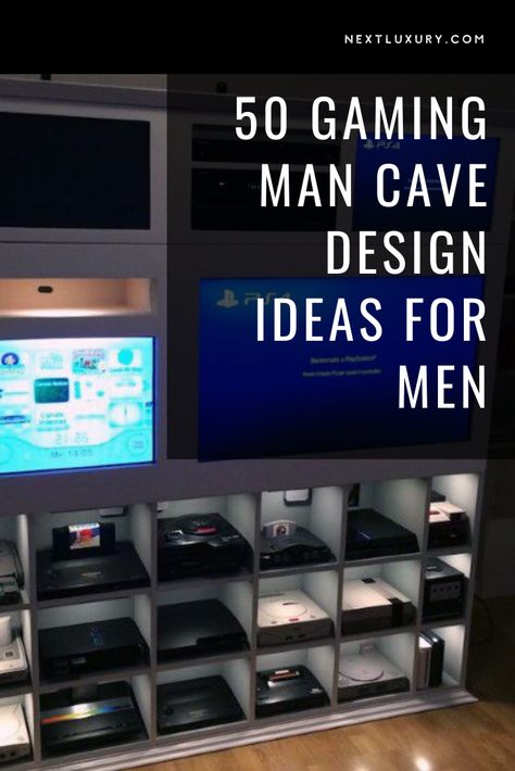 Small Man Cave Room, Game Room Bar Design, Arcade Man Cave, Computer Gaming Room Man Caves, Basement Gaming Area, Man Cave Gaming Room, 3 Tv Setup Man Cave, Man Cave Game Room Ideas, Mens Cave Ideas Room