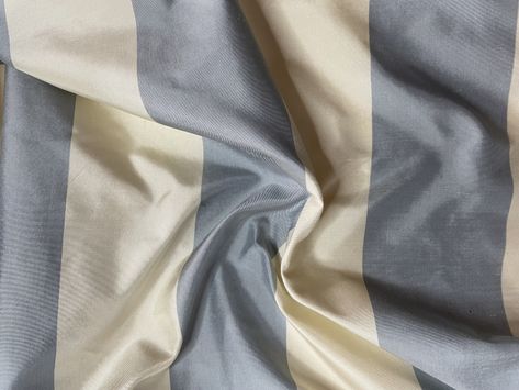 Stripe Silk Tafetta | B&J Fabrics French Stripe Fabric, French Striped Fabric, Blue Stripe Fabric, Blue And White Stripe Fabric, Sustainable Textiles, Stripe Silk, Striped Fabrics, Knit Cotton, Vintage Fabrics