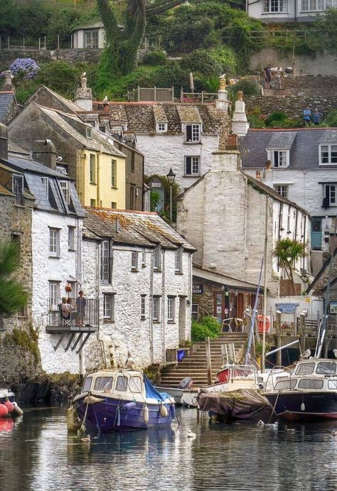 Town Acnh, Polperro Cornwall, Watercolor Sketching, Fishing Town, Cottages By The Sea, Devon And Cornwall, Seaside Village, Urban Modern, Cornwall England