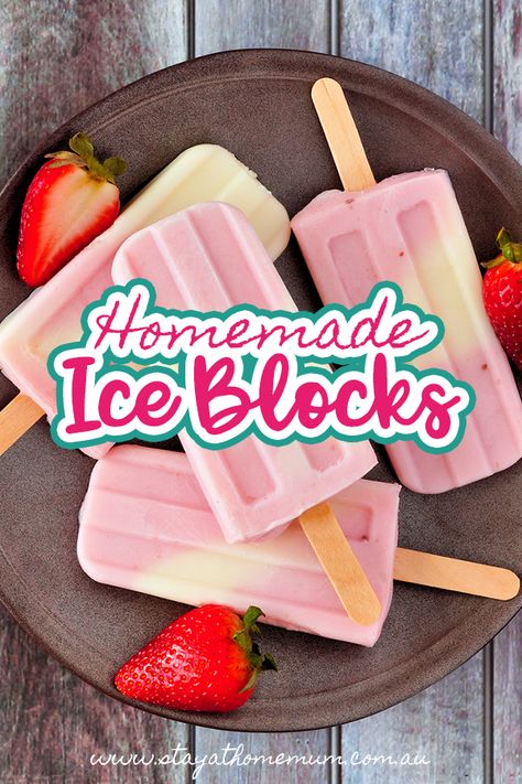 These home made ice blocks are perfect for hot summer days, especially when enjoyed outside by the pool or in between slips on the slip ‘n’ slide! Homemade Ice Blocks, Ice Block Recipes, Recipe Condensed Milk, Cake Flavours, Icee Recipe, Slip N Slide, Ice Block, Stay At Home Mum, Whats For Lunch