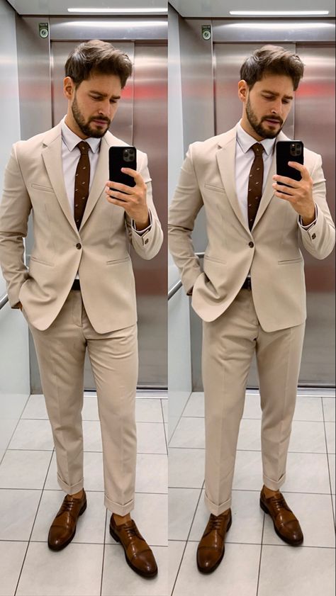 Men Style For Wedding, Graduation Suit Men, Khaki Wedding, Suits For Guys, Man Dress Design, Stylish Mens Suits, Blazer Outfits Men, Mens Smart Casual Outfits, Black Suit Men