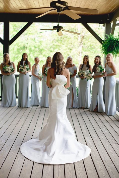 First Look With Bridesmaids, Bride First Look, Equestrian Wedding, Bridesmaid Poses, February 3rd, Bridal Guide, Sorority Sisters, Bridal Party Photos, Bridesmaids And Groomsmen