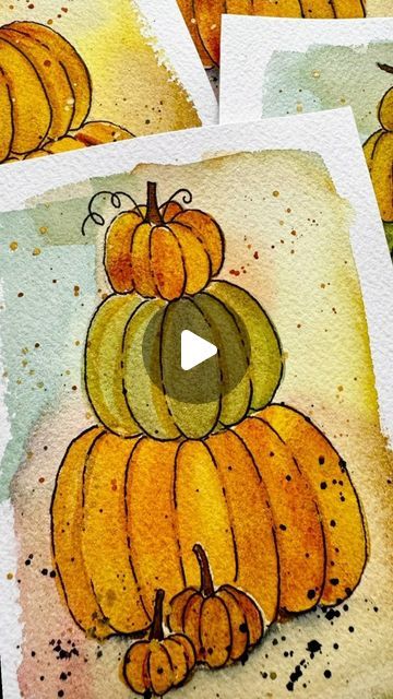 Watercolor Pumpkins Autumn, Pumpkin Tutorial, Watercolor Pumpkin, Happy Painting, Halloween Artwork, Watercolor Pumpkins, Fall Watercolor, Patiently Waiting, Happy Paintings