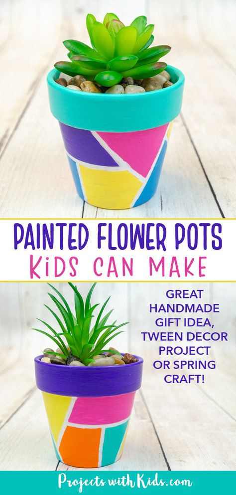 Flower Pot Crafts Kids, Mothers Day Flower Pot, Plant Pots Crafts, Mini Plant Pots, Plant Crafts, Small Flower Pots, Summer Craft, Flower Pot Crafts, Diy Flower Pots