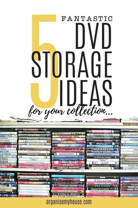 How To Organize Dvd Collection, How To Store Dvds, Dvd Organization Ideas, Dvd Sleeve Storage, Dvd Storage Ideas Diy, Diy Dvd Shelves, Cd Storage Ideas, Ikea Dvd Storage, Dvd Storage Ideas