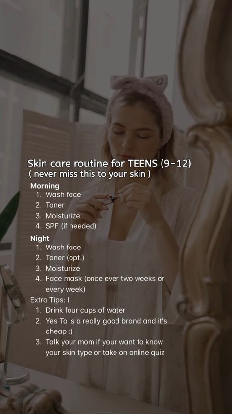 Skin care routine for teens for girls ✨ Teenager Skincare Routine, Skin Care For 13 Yrs Old Girl, Skincare For 13 Yrs Old, Teenage Skin Care Routine, Skin Care For Teenagers, Tropic Ambassador, Skin Care Routine For Teens, Organize Life, Winter Skin Care Routine