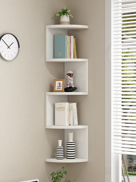 multilayer Corner Shelves, Floating Corner Shelf, Wall Organizer Storage, Easy-to-Assemble Tiered Wall Mount Shelves for Bedrooms, Bathroom Shelves, Kitchen, Offices, Living Rooms,bookshelf (1pc)I discovered amazing products on SHEIN.com, come check them out! Corner Shelves Bedroom Decor, Bedroom Corner Decor, Wall Bookshelf Ideas, Corner Shelves Bedroom, Drawers Decor, Wall Hanging Bookshelf, Chest Of Drawers Decor, Floating Corner Shelf, Wall Mount Shelves