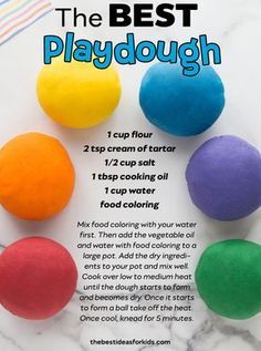 The Best Playdough Recipe, Best Playdough Recipe, Playdough Recipe, Homemade Playdough, Tanah Liat, Toddler Learning Activities, Toddler Fun, Play Dough, Fun Crafts For Kids