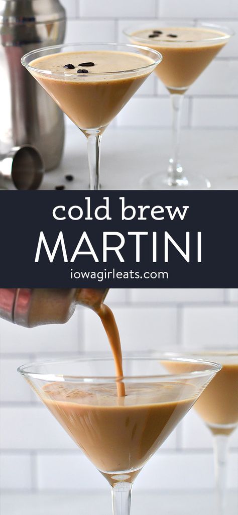 Cold Brew Martini - No Espresso Needed! New Years Eve Espresso Martini, Cold Brew Cocktail Recipe, Cold Coffee Alcoholic Drinks, Espresso Martini Recipe Without Espresso, Cold Brew Alcohol Drinks, Cold Brew Coffee Cocktails, Easy Expresso Martinis, Espresso Martini Recipe With Cold Brew, Espresso Martini Cold Brew