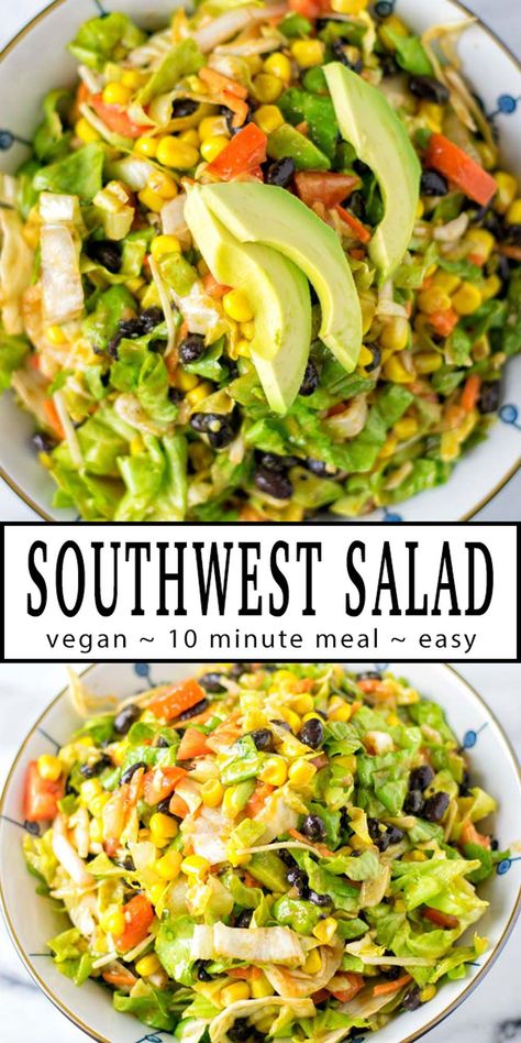 Lunch Salads Ideas, Southwest Salad Recipes, 2023 Spring Trends, Southwest Salad, Vegetarian Salad Recipes, Salad Vegan, Diner Recept, Vegetarian Salads, Salad Recipes For Dinner