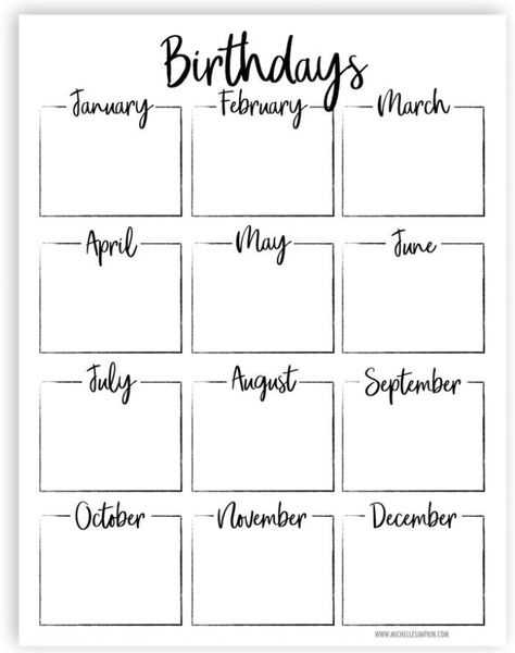 Planer Organisation, At A Glance Calendar, Birthday Tracker, To Do Planner, Year At A Glance, Birthday Calendar, Printable Calendar Template, Planner Printables Free, Birthday List