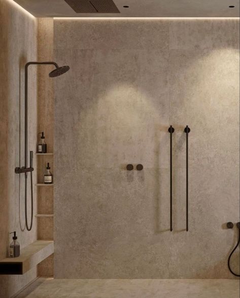 Modern Luxury Bathroom Marble, Bathroom Limestone, Travertino Marble, Beige Marble Bathroom, Minimalistic Interior Design, Travertine Shower, Minimalistic Bathroom, Minimalist Toilets, Black Pics