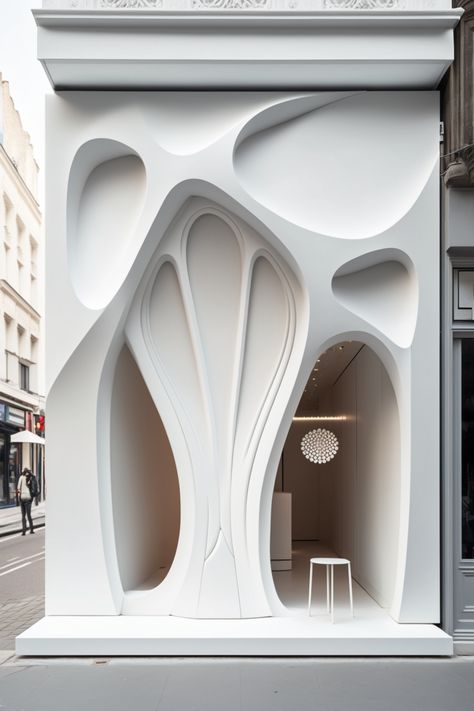 Storefront Facade, Butterfly Concept, Organic Building, Form Architecture, Window Glass Design, White Architecture, Architecture Facade, Retail Architecture, Art Showcase