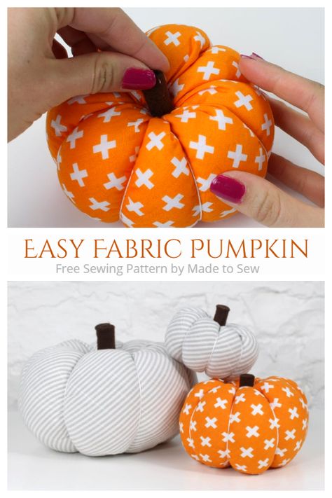 DIY Fabric Pumpkin Free Sewing Patterns | Fabric Art DIY Thanksgiving Sewing Crafts, Twisted Fabric Pumpkins, Fabric Pumpkins Diy No Sew, Fall Crafts For Seniors, Sewing Crafts To Sell, Thanksgiving Sewing, Diy Fabric Pumpkins, Pumpkin Patterns Free, Halloween Fabric Crafts