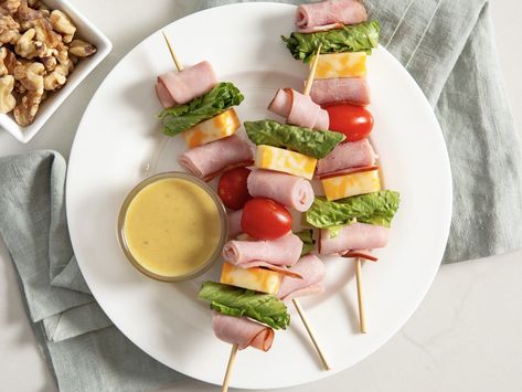 Ham Skewers, Ham Cheese Sandwiches, Honey Mustard Ham, Cheese Skewers, Lunch Plan, Healthy Summer Snacks, Whole Wheat Crackers, Lunch Planning, Wheat Crackers