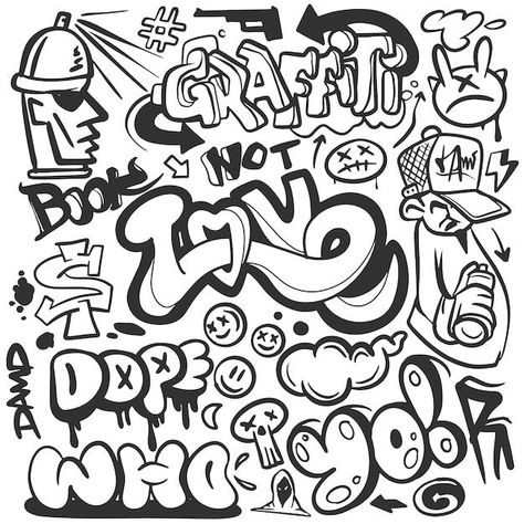 Arte de hiphop de fundo de grafite | Vetor Premium Hip Hop Doodle, Hiphop Logo, 90s Graffiti, Y2k Graffiti, Font Graffiti, Graffiti Drawings, Alphabet Graffiti, Graffiti Fonts, Graffiti Cartoon