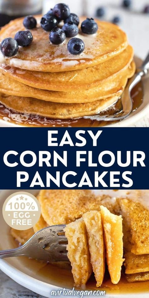 Corn Flour Pancakes, Corn Flour Bread, Corn Flour Recipes, Vegan Gluten Free Pancakes, Cornmeal Pancakes, Healthy Corn, Corn Pancakes, Easy Corn, Baking With Coconut Flour