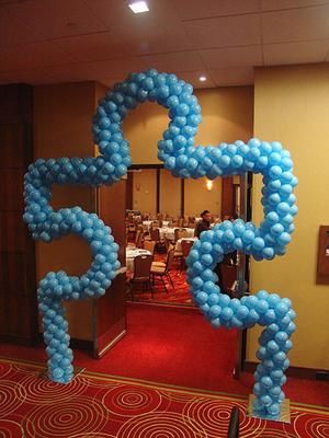 How would you make a puzzle piece balloon sculpture? Would I need aluminum rod?  👉 Click the image to find out! Adoption Shower, Puzzle Party, Adoption Party, Volunteer Appreciation, Balloon Sculptures, Puzzle Piece, Balloon Arch, Puzzle Pieces, Balloon Decorations